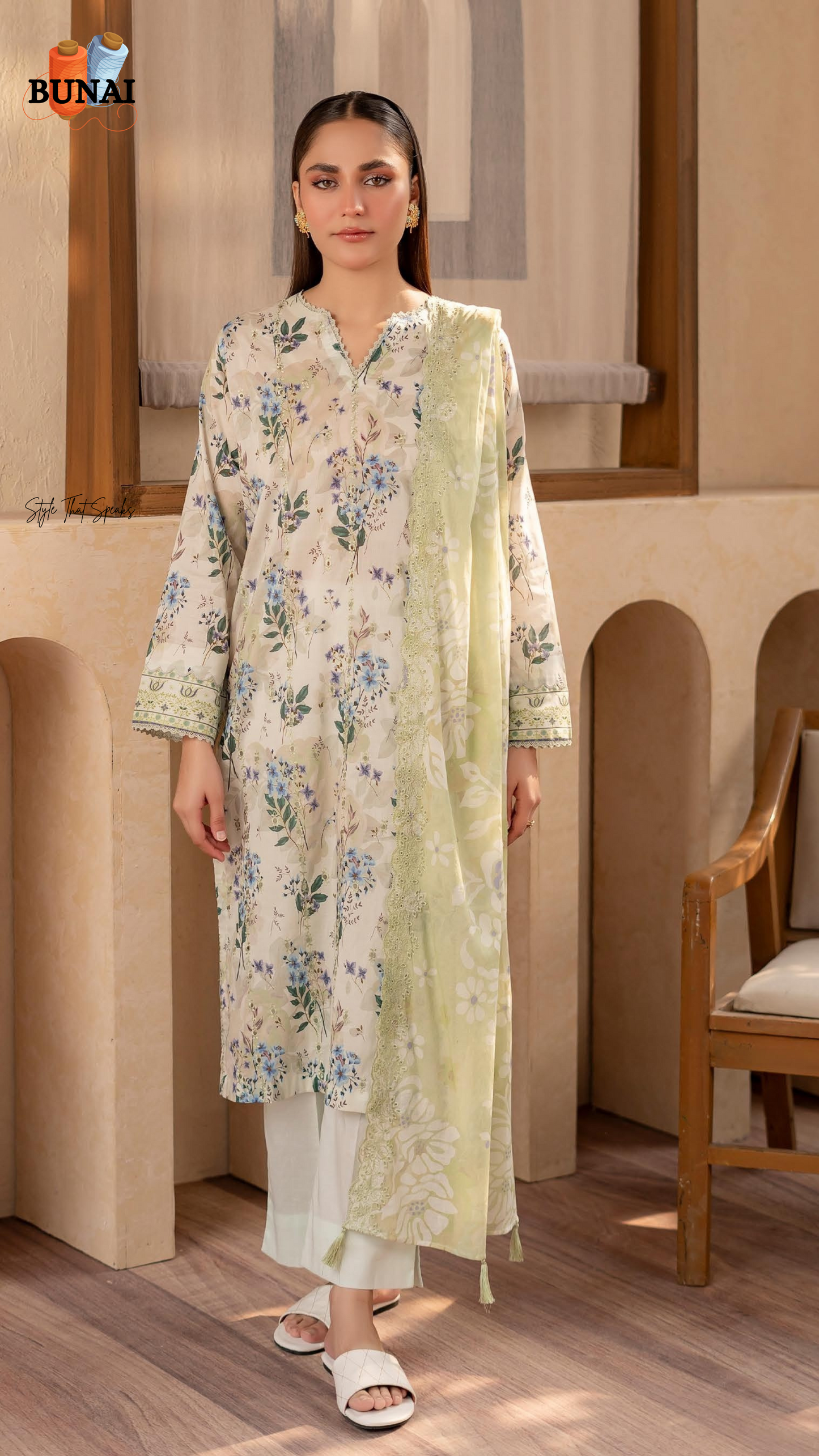 3 Piece - Printed Embroidered Suit (Stitched) - S0125006