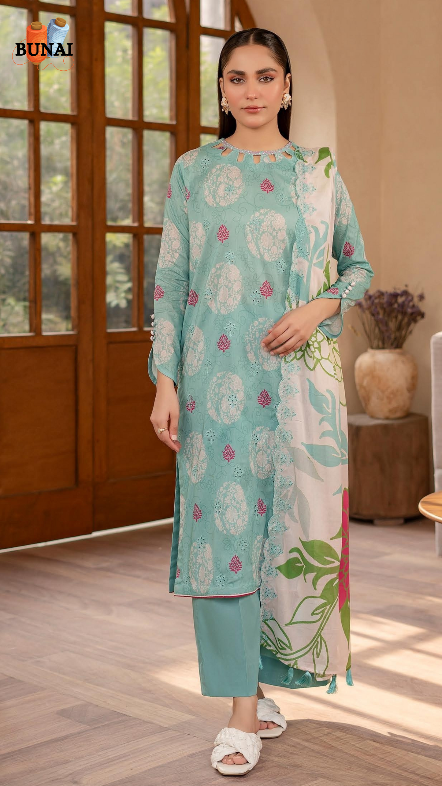 3 Piece - Printed Embroidered Suit (Stitched) - S0125009