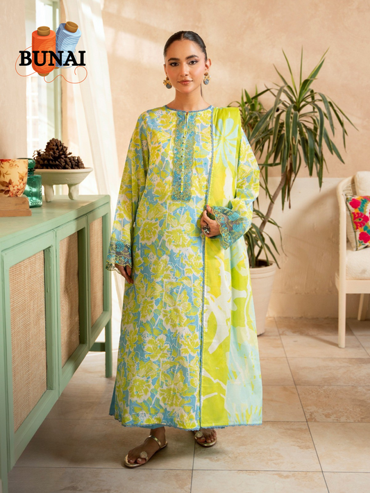 3 Piece - Printed Embroidered Suit (Unstitched) - S19250041
